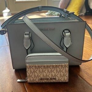 Michael Kors Sheila Small Faux Saffiano Leather Satchel & Wallet